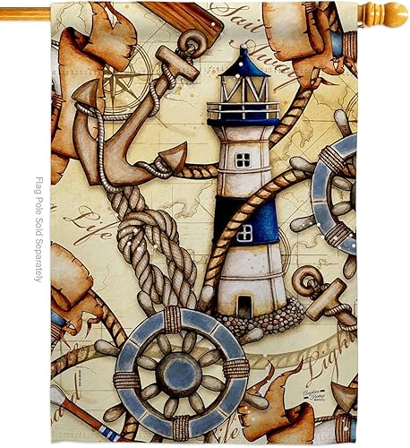 Angeleno Heritage Bandera de la casa para navegar, ancla náutica costera, conchas de mar de marinero, al aire libre, decoración de océano, pancarta