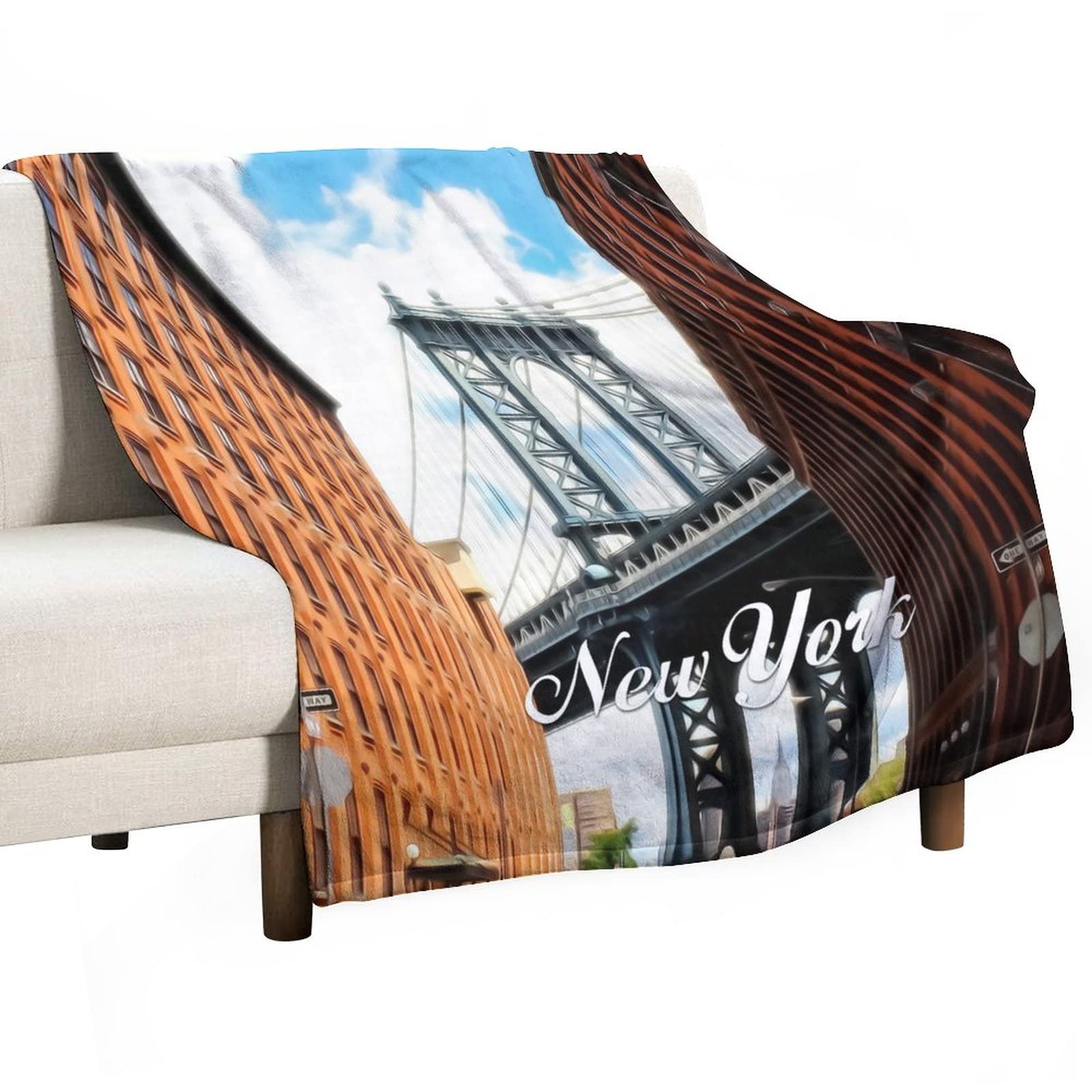 Couverture flanelle New York douce et réversible de qualité