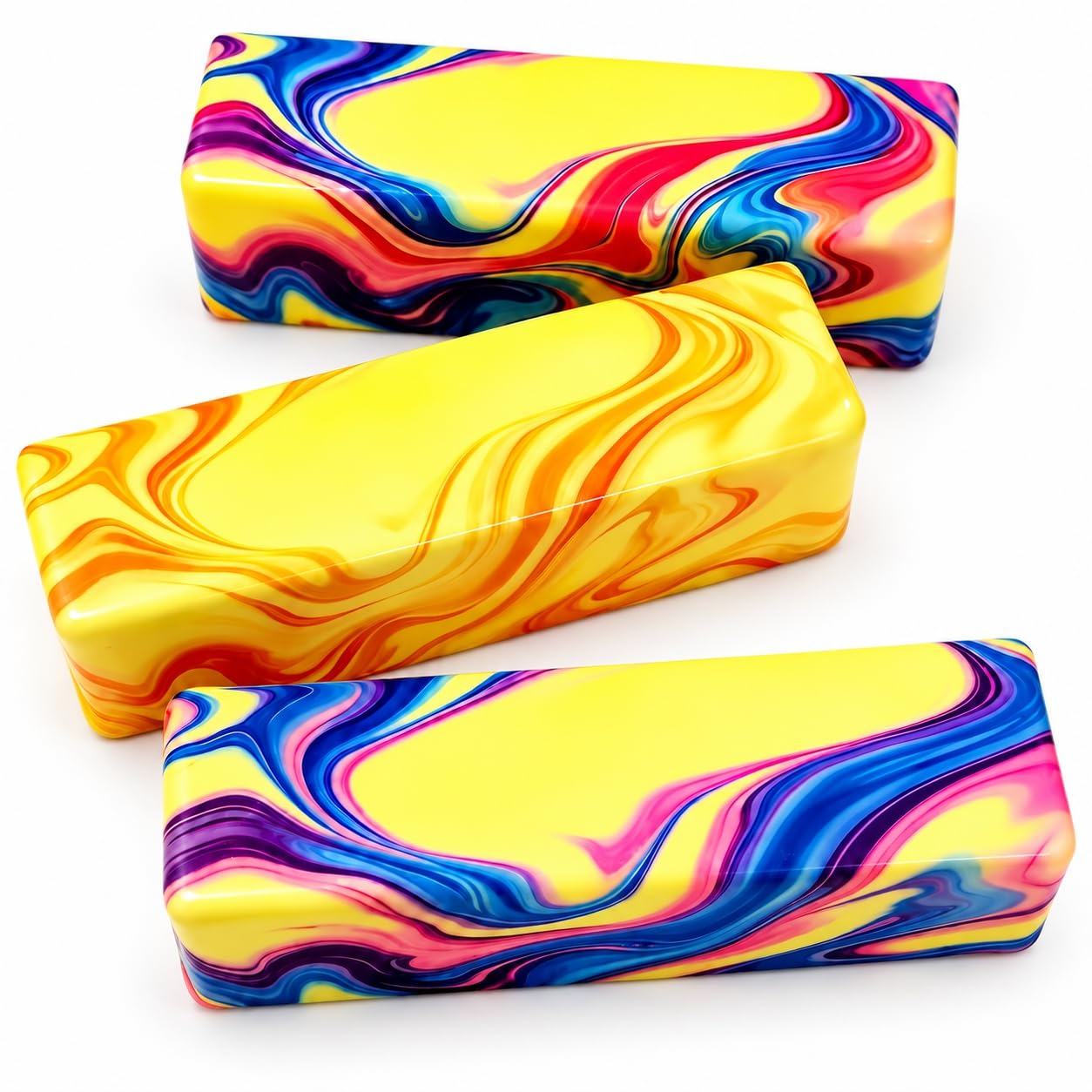 3Pcs Squeeze Toys, Soft Squishy Fidget Blocks, Colourful Marble Design