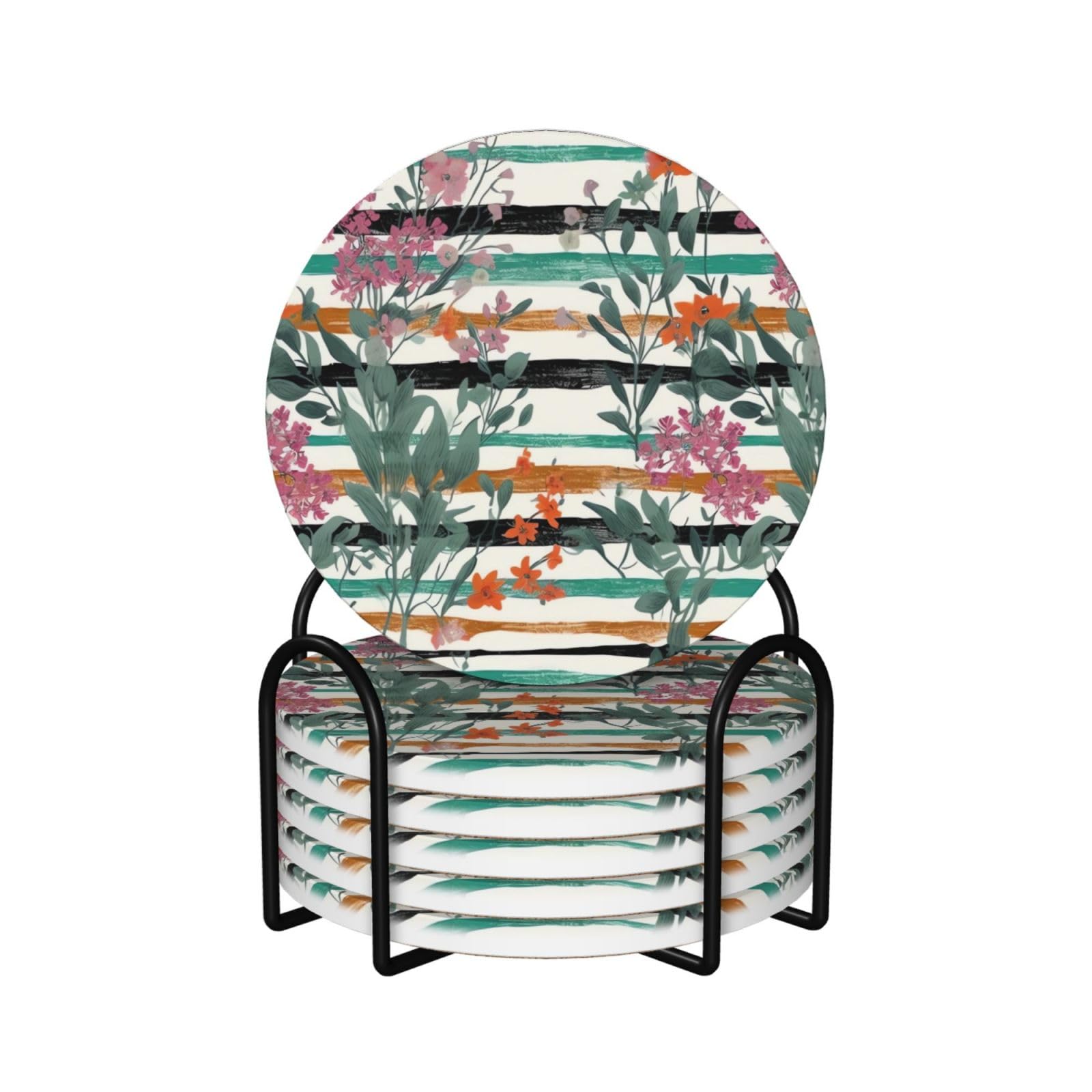 Dessous de verre céramique résistant à la chaleur motif floral chic et liège