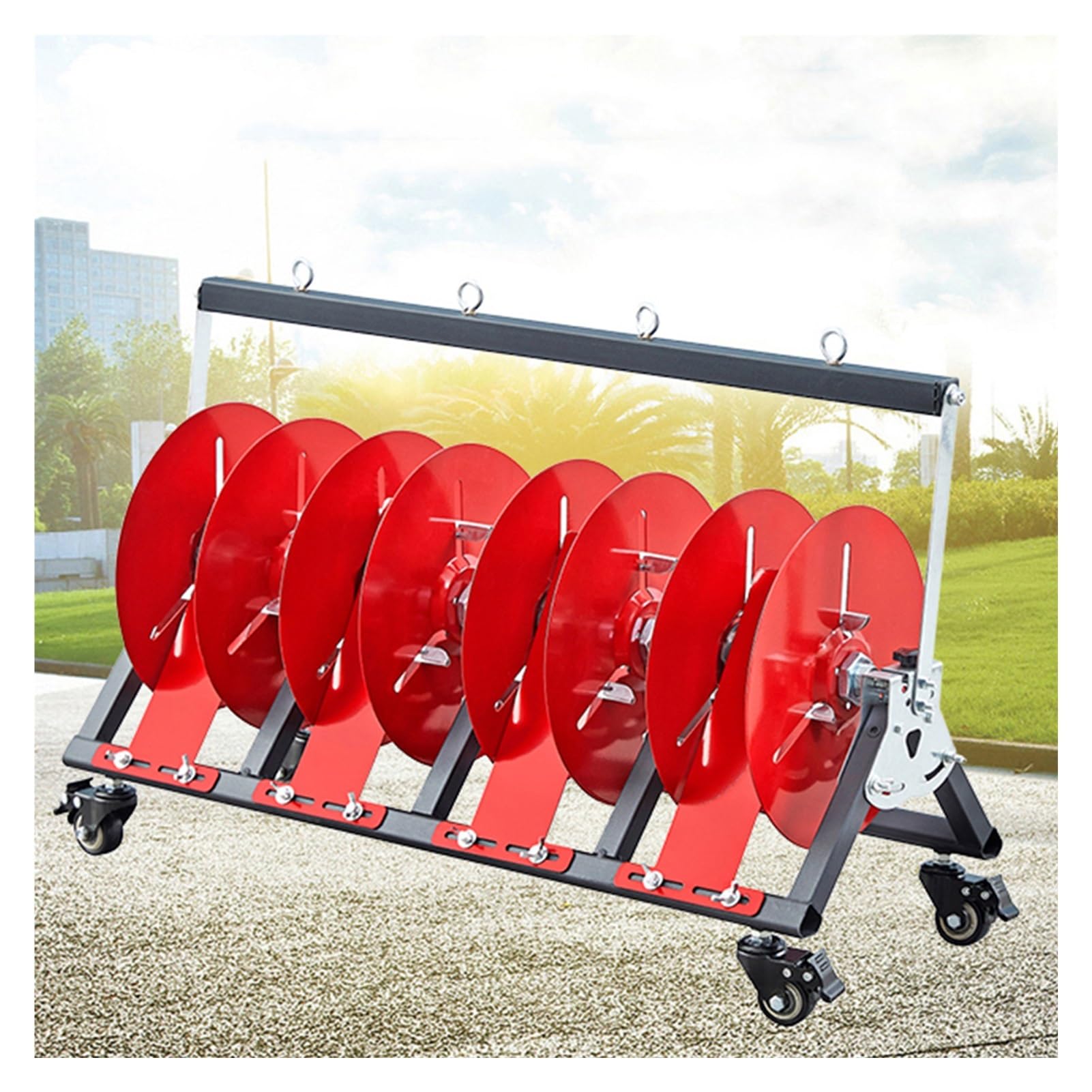 ZFUCMAYL Wire Spool Rack,Foldable Wire Spool Rack Dispenser,Cable Reel Holder with Brake Wheels,for Winders Ropes Cord Reels Paracord(4 Reel)