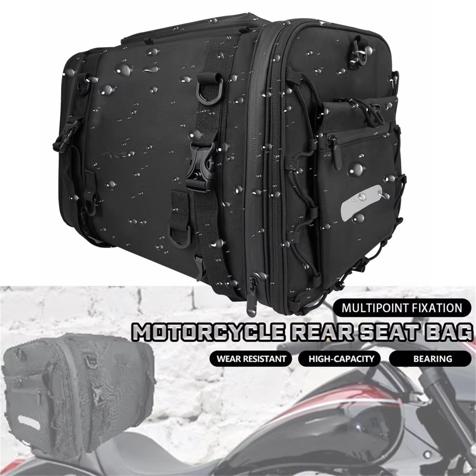 Moto Sacoche Selle Sacoche De Selle Arrière Moto Étanche En PVC 40 À 60 L Durable Et Sèche Accessoire Pour Siège D'extérieur