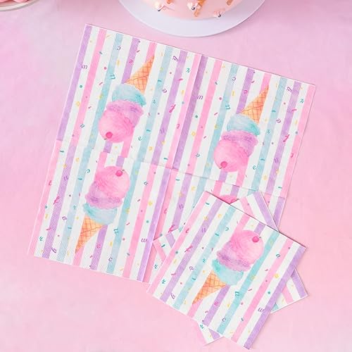 Miniatura 5 de WERNNSAI Platos y servilletas de helado Suministros para fiestas temáticas de helados y paletas para niñas, vajilla desechable de cumpleaños