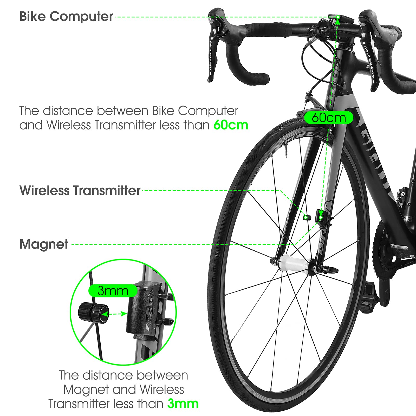 Cuenta Kilometros Bici Inalambrico,USB Carga Velocimetro Bicicleta,Cuentakilómetros Bicicleta Con Soporte para 5 Idiomas,Ciclocomputador Con Pantalla LCD,IPX7 Resistencia al Agua,Activación Automática