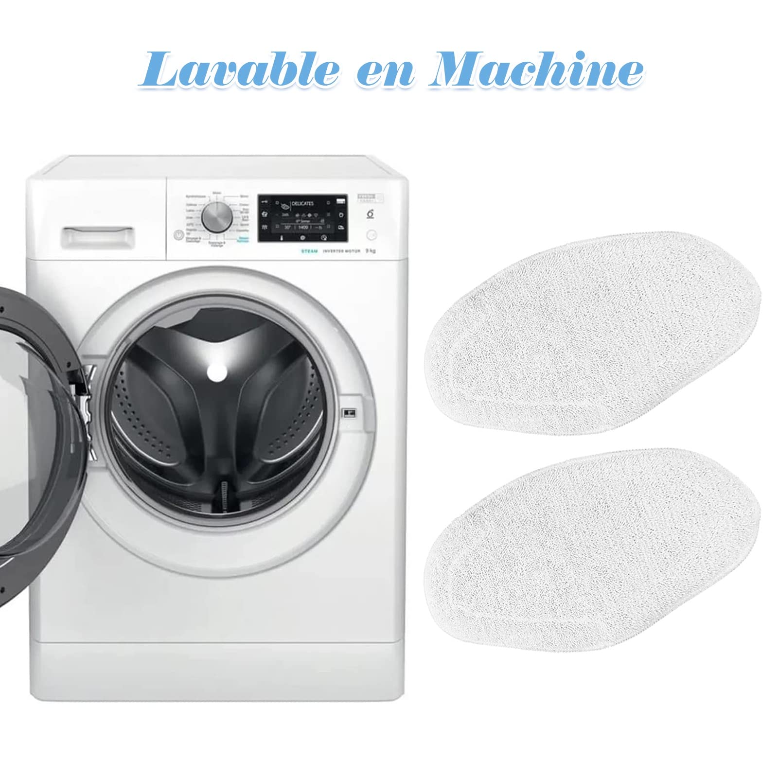 4 Vadrouilles de Rechange Lavables pour Polti Vaporetto Brosse Vaporforce PAEU0332, Lingettes Reutilisable Pour Brosse PAEU0332 Polti Vaporetto