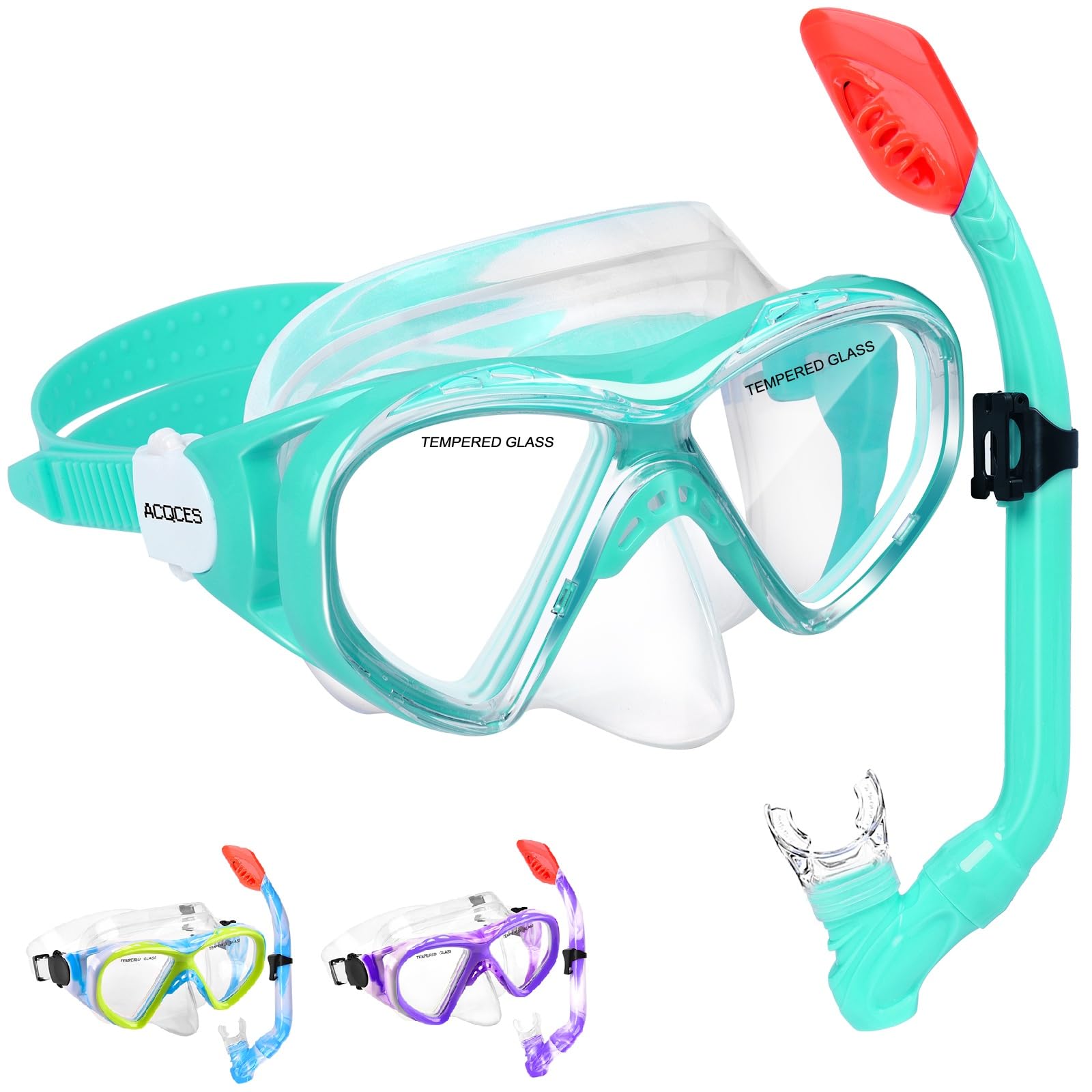 Schnorchelset Kinder, Taucherbrille Kinder mit Schnorchel Anti Leck Anti Fog HD Tauchmasken Dry Schnorchel für 4-13 Jahren Jungen Mädchen