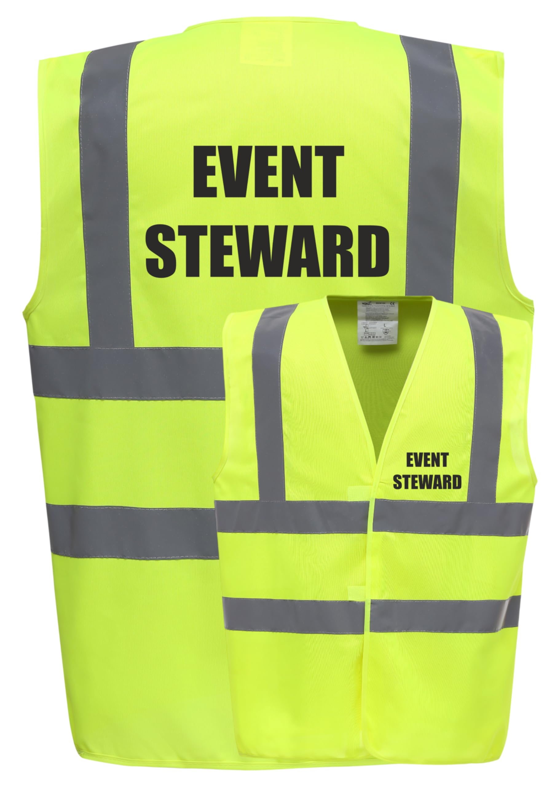 Event Steward Yellow Hi Vis Viz Safety Vest Waistcoat Reflective High Visibility EN471 BS xxx-large