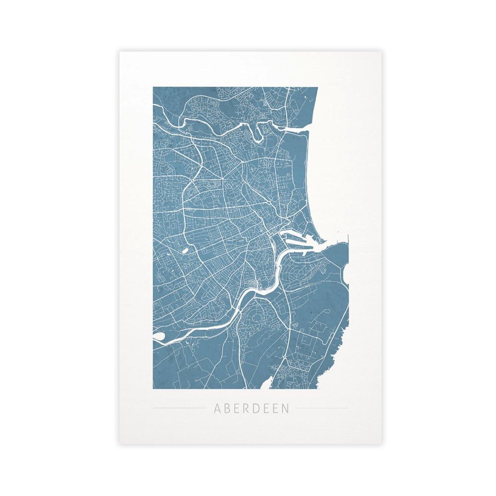 Oquajk Aberdeen Map Art Poster Canvas Poster Bedroom Decor Landscape Office Room Decor Gift 08X12inch(20X30cm)