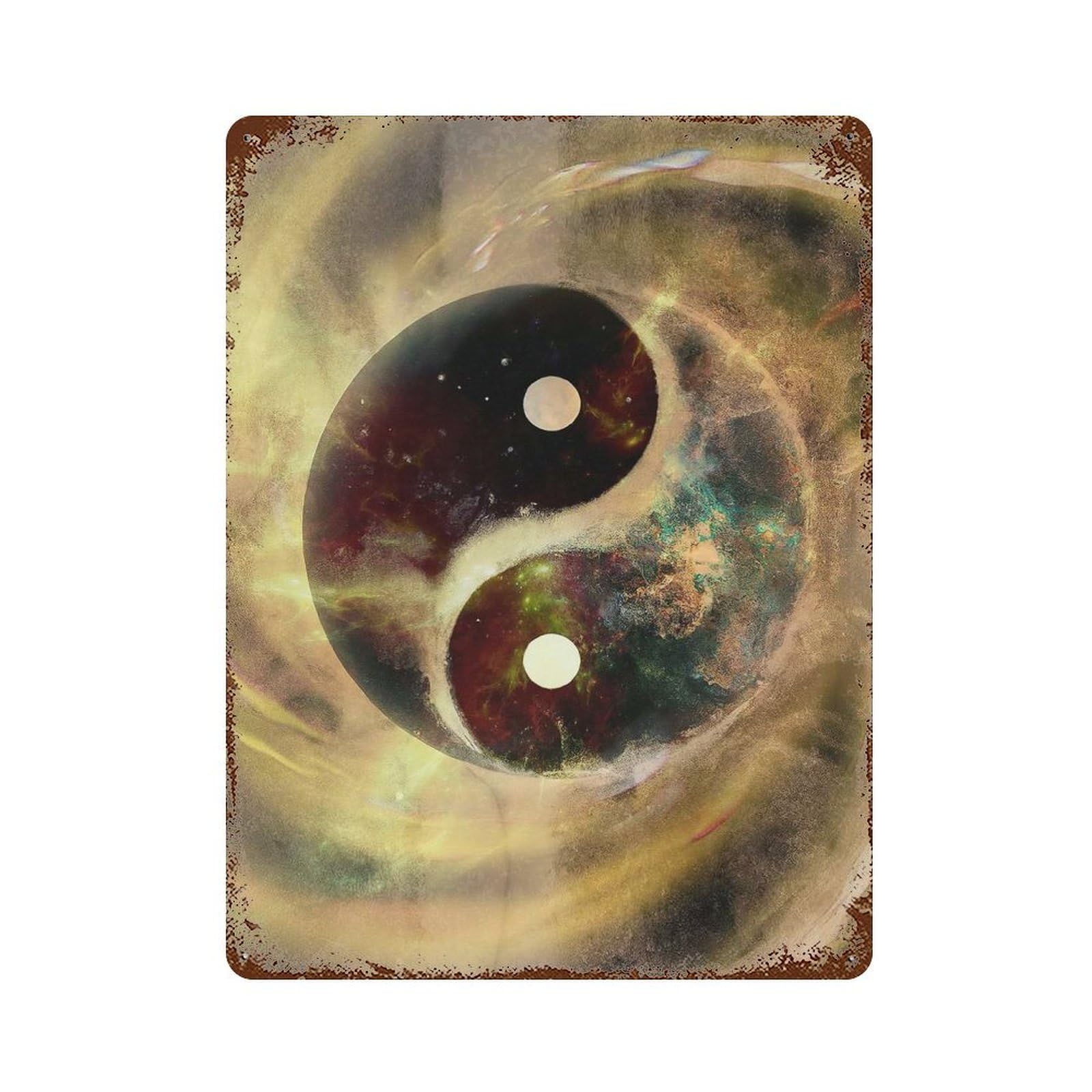 Garage Style Blazing Yin Yang Rusty Metal Tin Sign 15.7"x11.8", Industrial Home Decor for Bar And Workshop