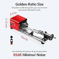 Vista 6 de Mini torno WM101A-Plus, mini torno de madera, torno eléctrico de 24 V CC 96 W, pequeño torno de sobremesa con kits de herramientas de torno