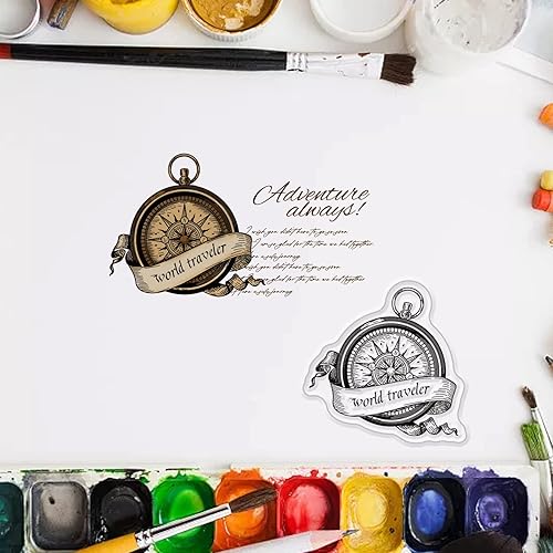 Miniatura 3 de PH PandaHall Sellos transparentes de viaje, brújula de barco, sellos de goma para aviones, sellos de silicona transparente, sellos de plástico de