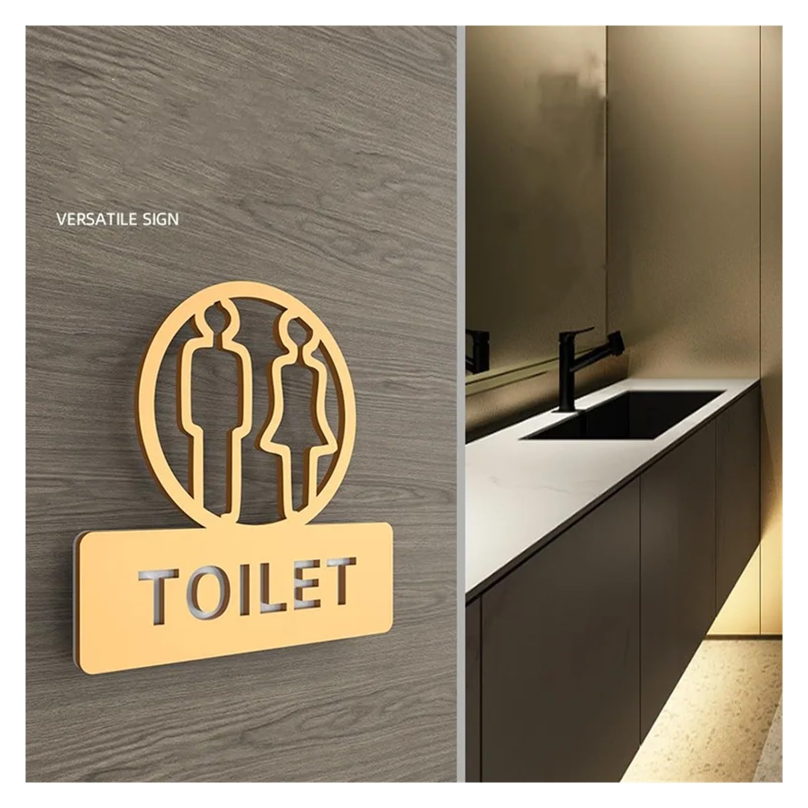 Plaque WC Acrylique Creux créatif Salle de Bain signalisation Toilettes mâle et Femelle Toilette signalisation WC Haut de Gamme Club hôtel Porte coulissante Autocollant Signe(7,20x20cm)