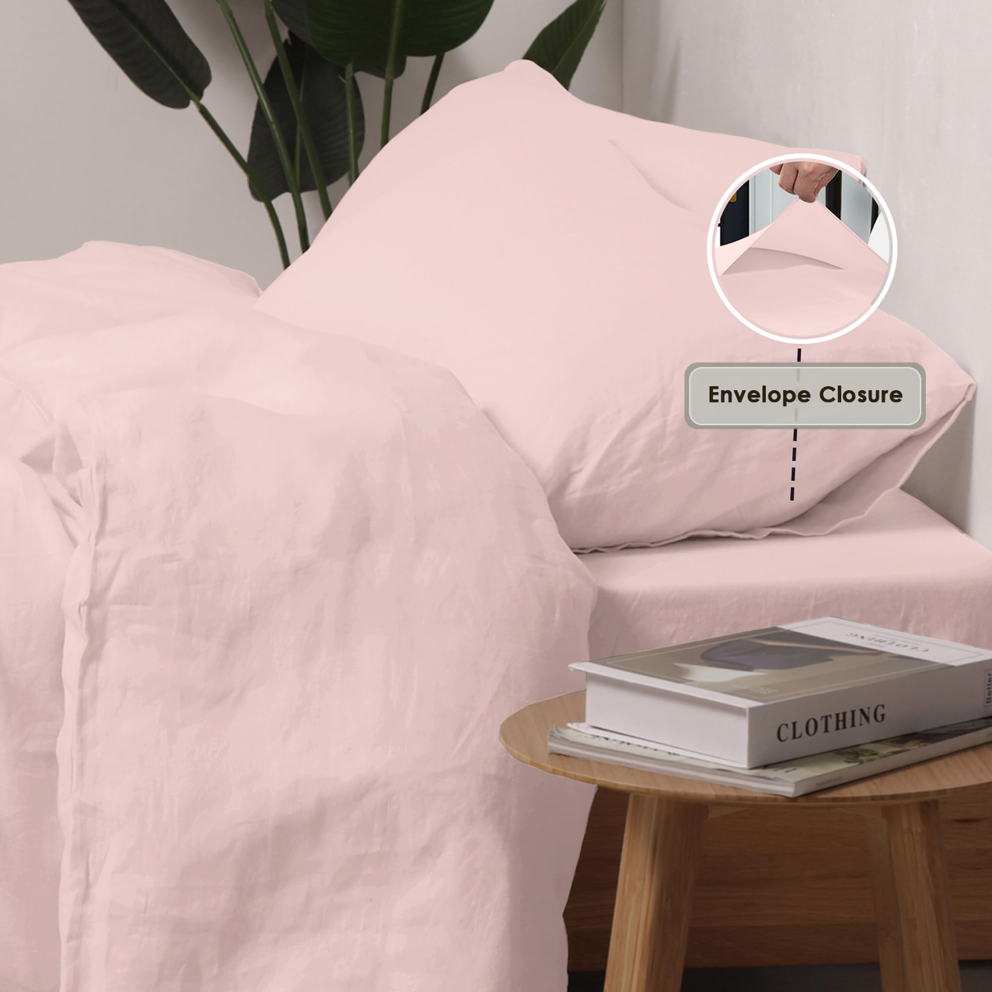 Pizuna Pure Combed Cotton Housewife Pillowcases 2 Pack Light Pink 48x74cm - Image 3