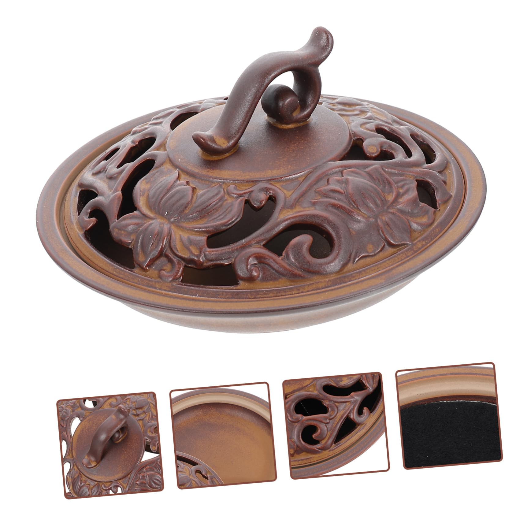 Bruciatore Incenso Ceramico, Porta Incenso da Tavolo, Decorazione | Stile Retrò Bronzo, per Camera da Letto e Ambiente Interno, Uso Multifunzione per Aromaterapia e Relax