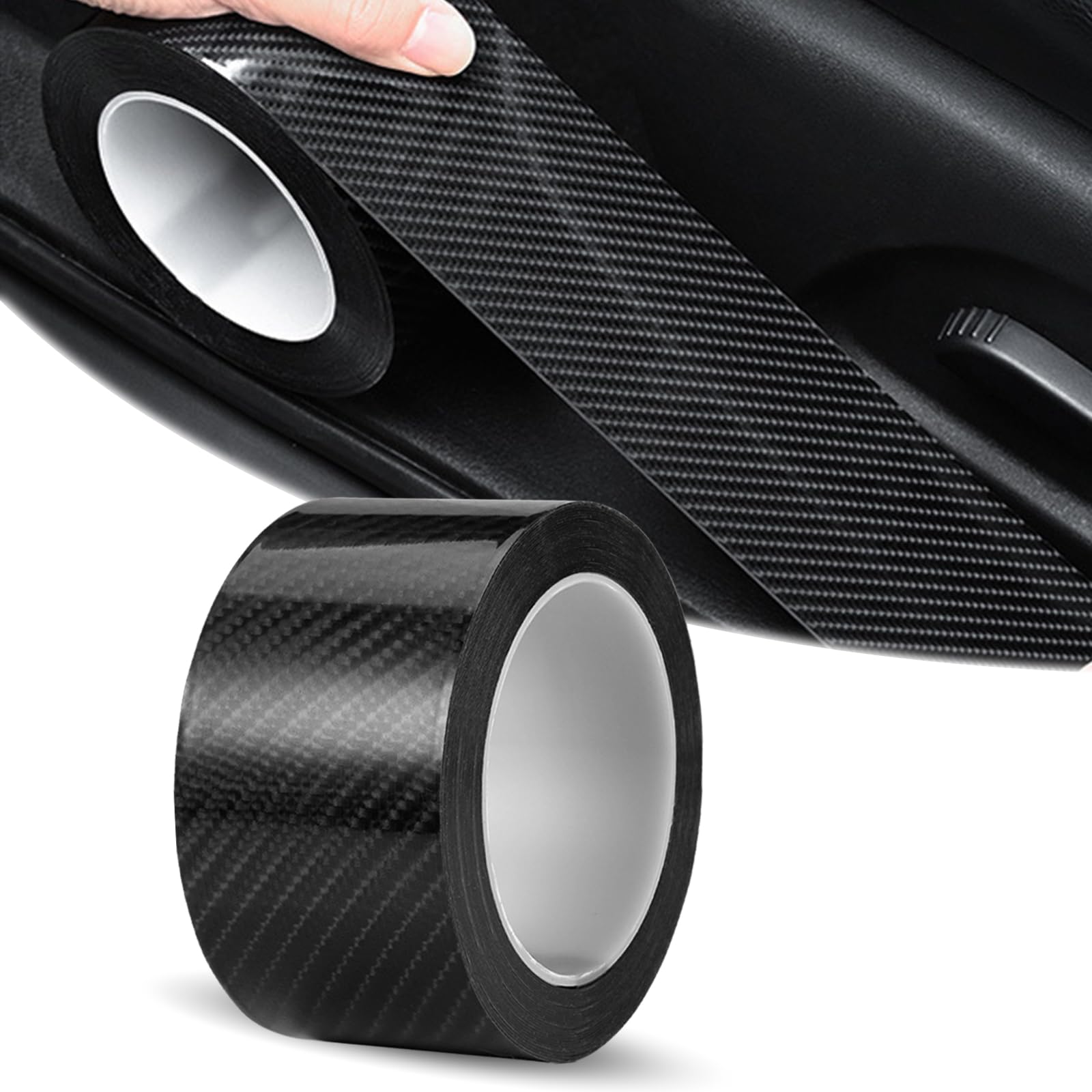 Auto Instaplijstbescherming – 5 Cm X 10 M Carbon Look Sticker, Zwart, Universele Beschermfolie Voor Dorpels, Tegen Krassen En Vuil (PVC+PP)