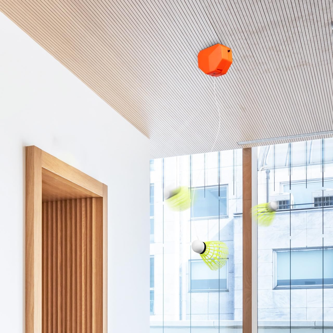 Badminton Rebound Trainer : Self Training Badminton Trainer with Elastic Cord and Remote Control for Home, 3.54X2.95X1.57in