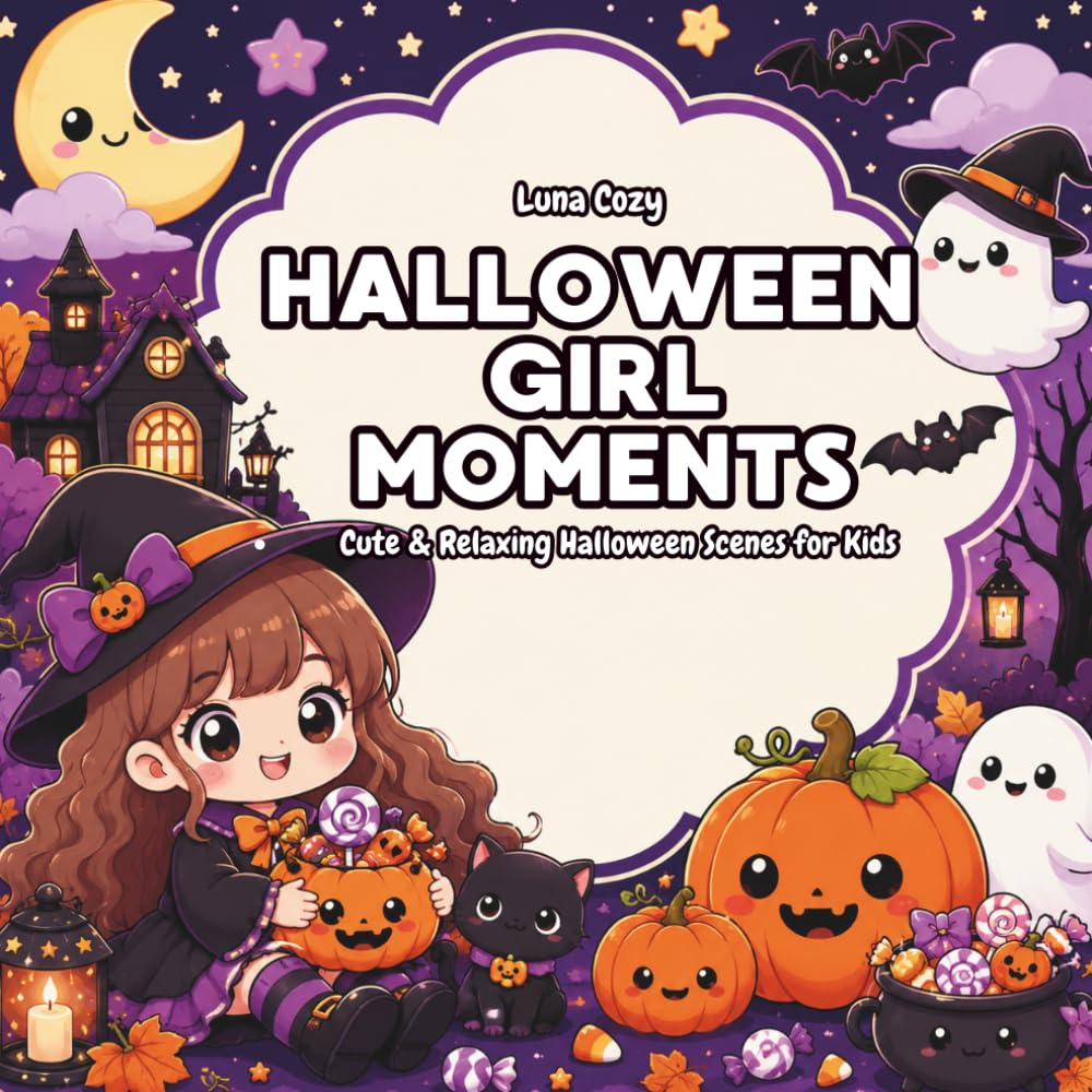 Halloween Girl Moments Coloring Book: A Cozy and Relaxing Coloring Book for Adults and Teens with Cute Halloween Daily Life Scenes, Spooky Fun, and Calm Moments