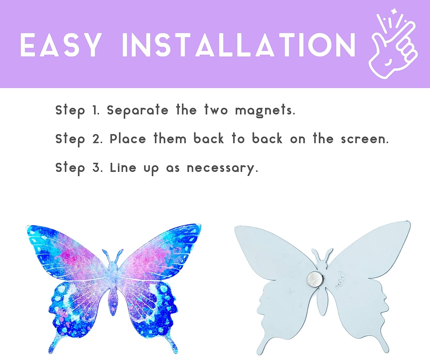Dreamy Opal Metallic Butterfly Screen Magnet - Lanai Door Patio Door Decor Decal Magnet - UV Proof Screen Magnets (Pack of 2)