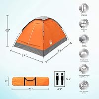Vista 6 de 2 Person Camping Tent with Rain Fly and Carrying Bag - Lightweight Outdoor Tent for Backpacking, Hiking, or Beach Use by Wakeman Outdoors