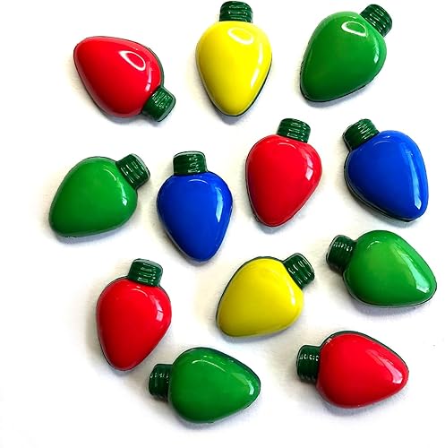 Buttons Galore and More Colección navideña de adornos decorativos de botones novedosos para manualidades y costura, proyectos de vacaciones (luces