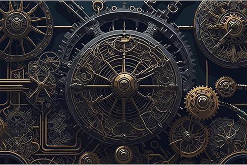 YongFoto Telón de fondo antiguo steampunk de 6 x 4 pies, relojes de metal retro, esfera industrial, fondo de fotografía mecánica, pancarta de fiesta