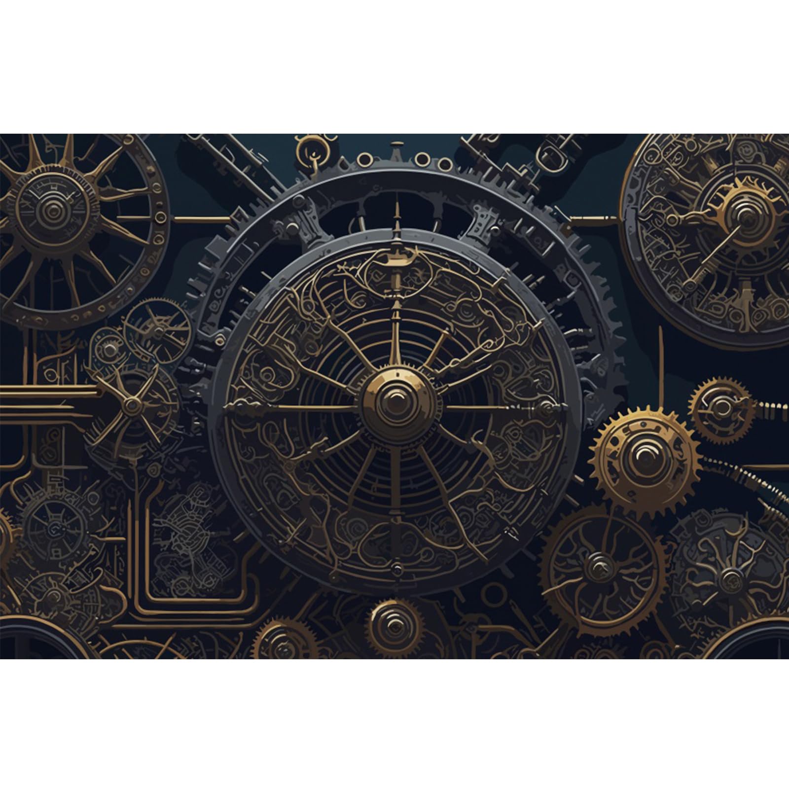 YongFoto Antique Steampunk Backdrop 5x3ft Retro Metal Gear Clocks Dials Industrial Mechanical Photography Background Nostalgia Party Banner Room Decor