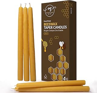 Mikeline Handmade Beeswax Taper Candle - Yellow - Pack of 24