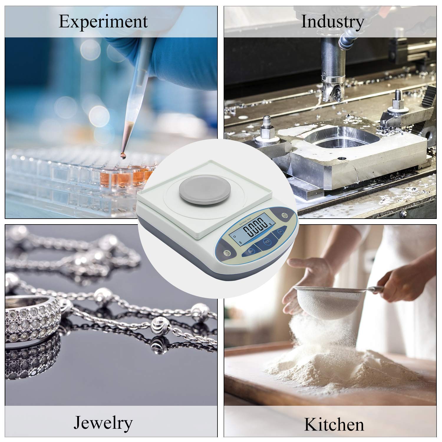Präzise Digitale Analysenwaage, 0,001 g, 100–500 g, optional elektronische Laborwaage, 1 mg, Goldschmuck, Backwaage, Küchenwaage mit Windschutzscheibe (100 g, 0,001 g)