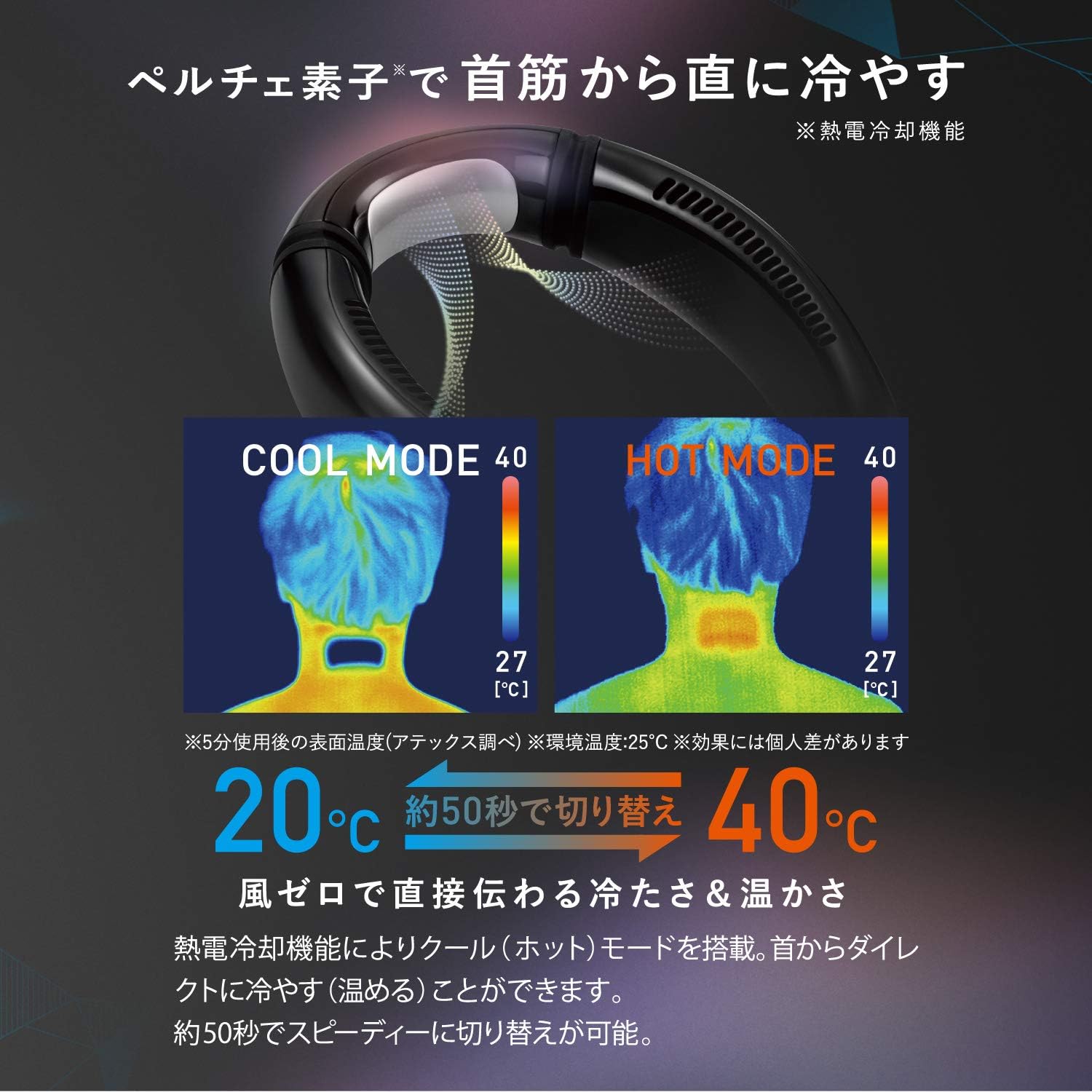 アテックス ATEX モノルルド 冷風機 冷却プレート ウェアラブル クールホット&ファン ブラック AX-HKL105bk