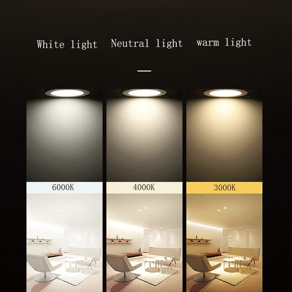 Reflektor wpuszczany LED 3W-40 W, okrągły, kąt obrotu, możliwość ściemniania, cienki, biały, trójkolorowy (3000K, 4000K, 5000K), uchwyt ścienny z przyssawką, oświetlenie wewnętrzne, ciepłe i zimne