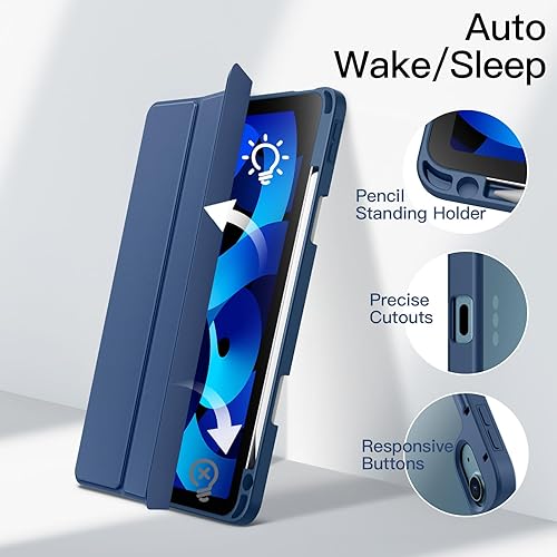 Miniatura 6 de JETech Funda para iPad Air 54 (20222020 de 54 generación de 10.9 pulgadas) con soporte para lápices, carcasa trasera transparente transparente,