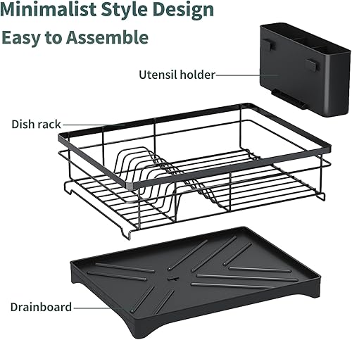 Miniatura 4 de coobest Escurridor de platos, escurridor de platos para encimera de cocina con soporte para utensilios, escurridor de platos para encimera de cocina