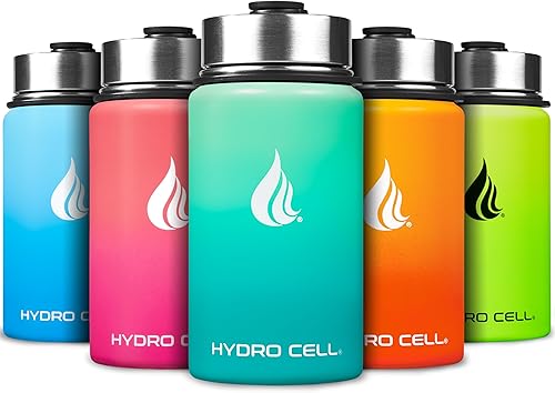 Miniatura 109 de HYDRO CELL Botella de agua aislada de acero inoxidable con pajilla, para bebidas frías y calientes, frasco de vacío de metal con tapa de rosca y