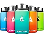 HYDRO CELL Stainless Steel Insulated Water Bottle with Straw - For Cold & Hot Drinks - Metal Vacuum Flask with Screw Cap and Modern Leakproof Sport Thermos for Adults (Mint/Green 14oz)