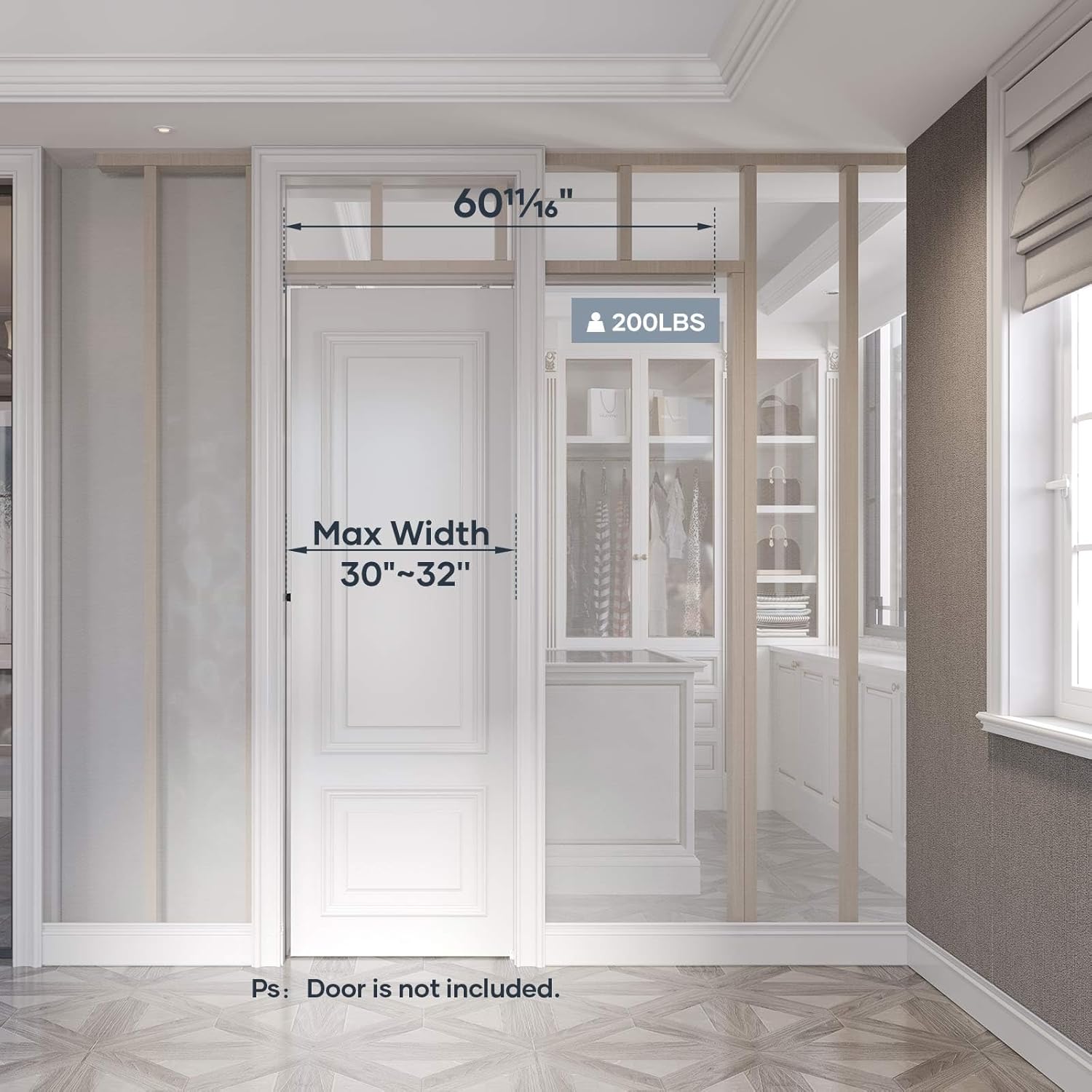 5.3FT Commercial Grade Sliding Pocket Door Hardware Track Kit,Top Mount,Heavy Duty,Smoothly and Quite,Easy to Install,Aluminum(Door is not Included)