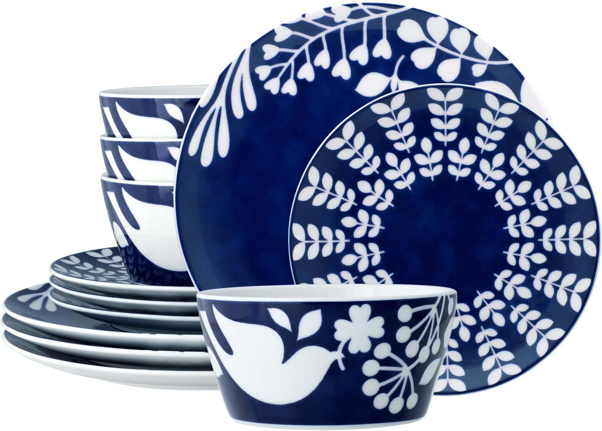 Bluefjord 12-Piece Set in Blue/White