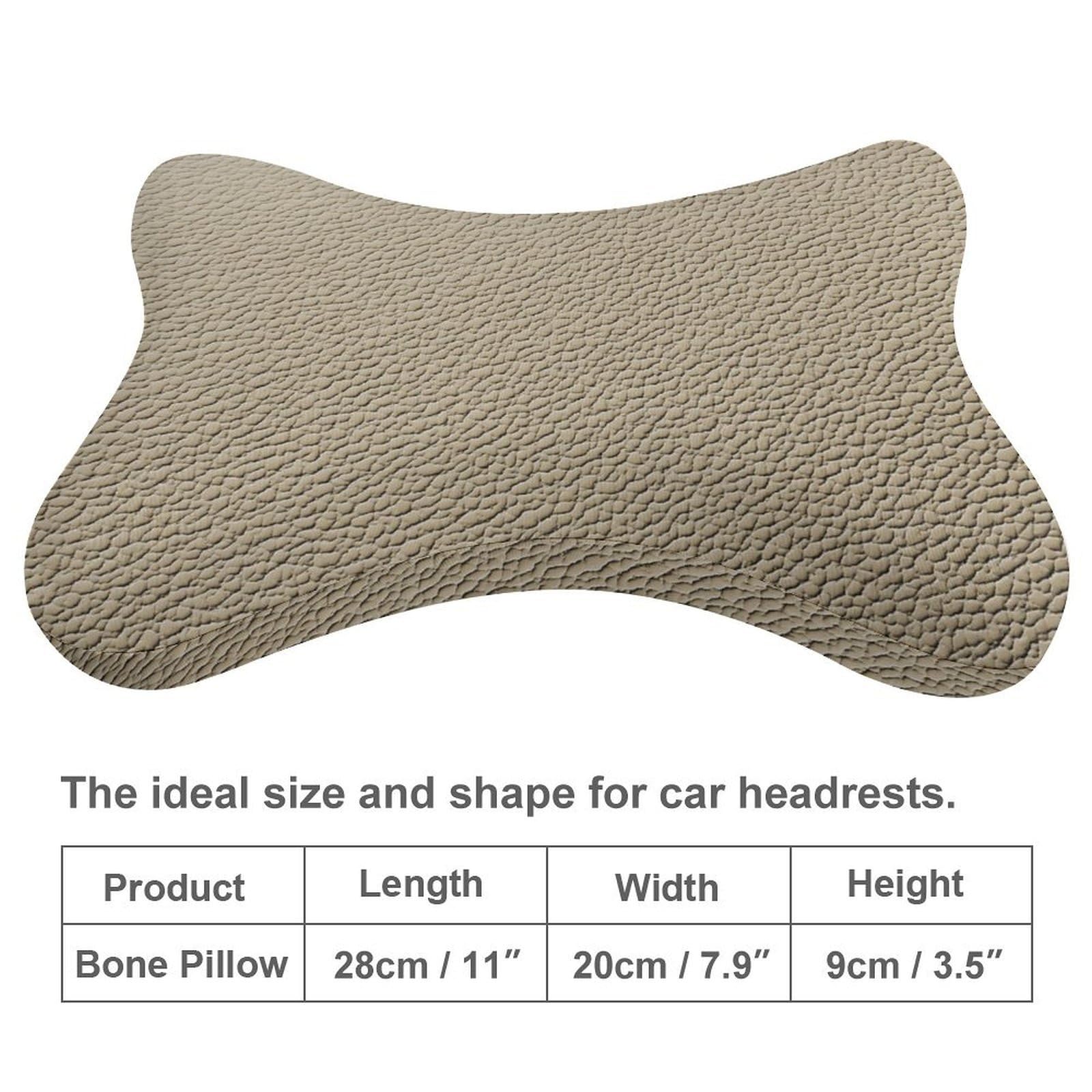Juego de 2 almohadas de cuero beige para el cuello del coche, almohadas de viaje para el cuello, reposacabezas de automóvil, almohada de hueso para asiento de coche
