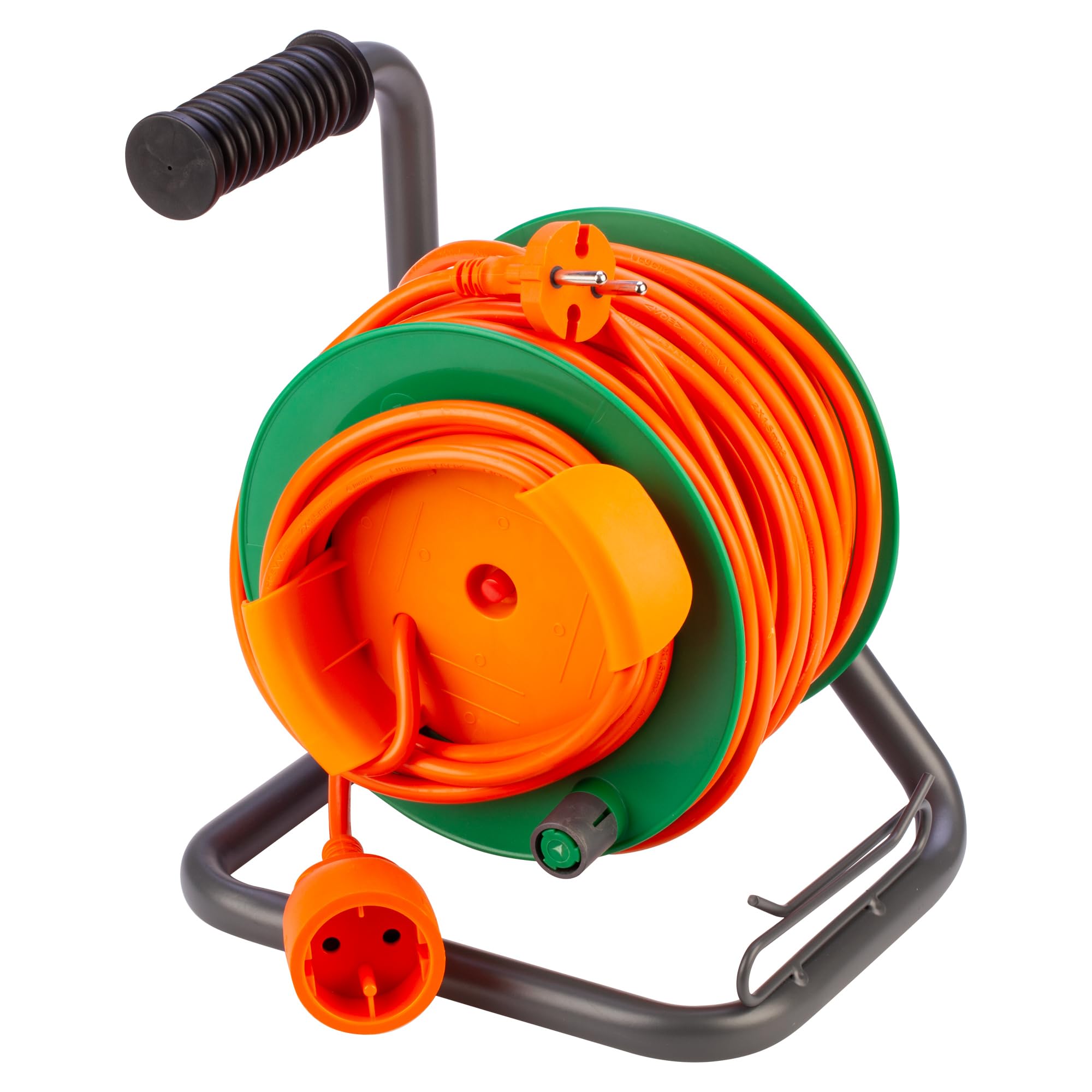 POLY POOL - PP2702 Avvolgicavo Elettrico 230V da Giardino - Prolunga Elettrica 15 metri - Bobina Avvolgicavo con Guida Avvolgi Cavi - Presa e Spina Tedesca Schuko