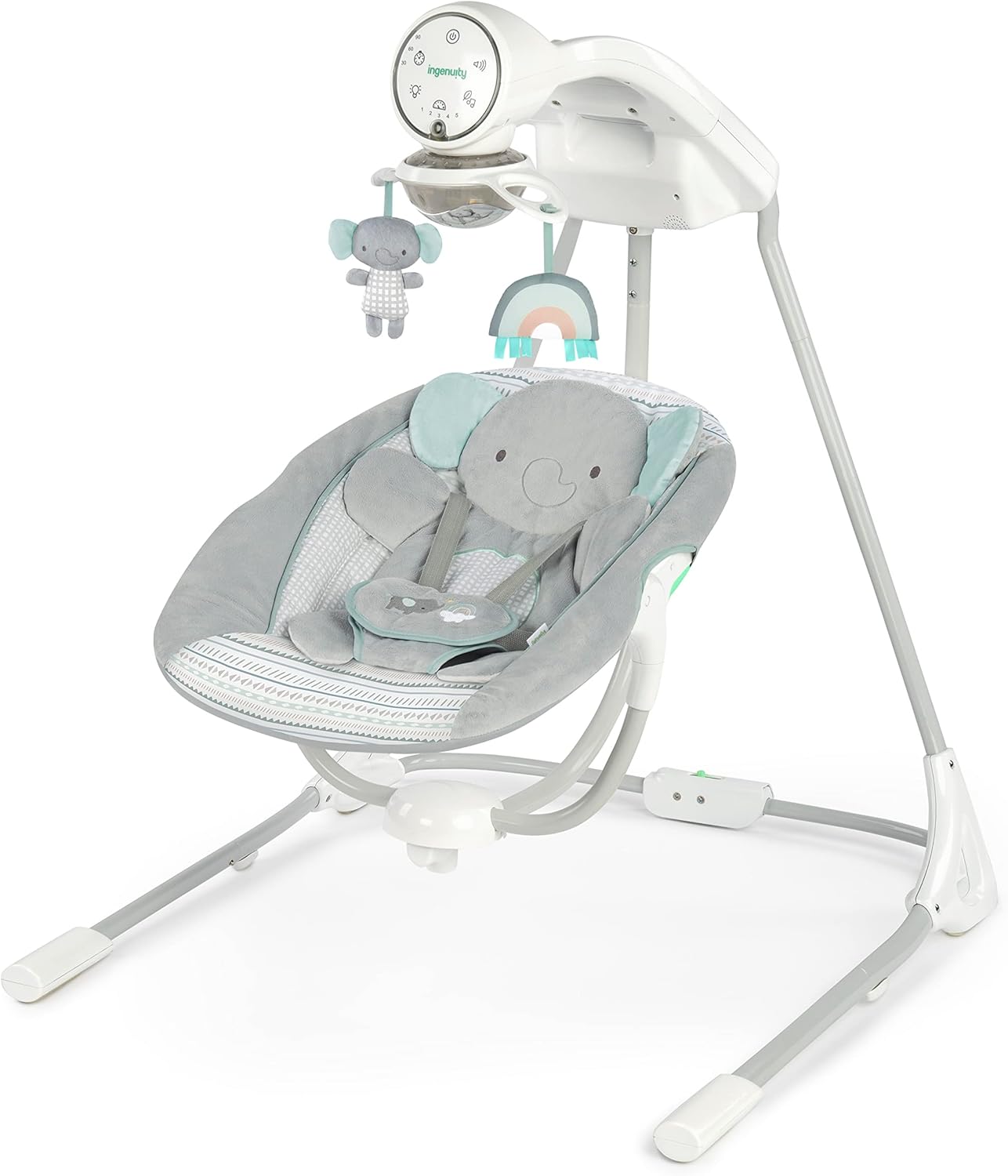 Ingenuity InLighten 5Speed Baby Swing Swivel Infant Seat, 5 Point