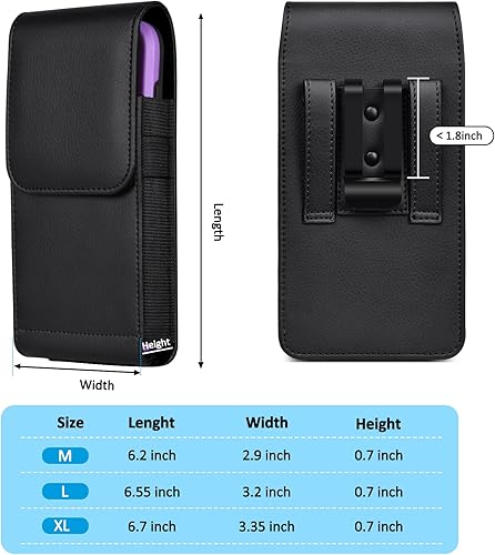 Miniatura 7 de Funda de cuero para teléfono con fuerte clip de metal para cinturón y cierre magnético compatible con iPhone 1615141312 Pro Max, Galaxy S25S24S23S22