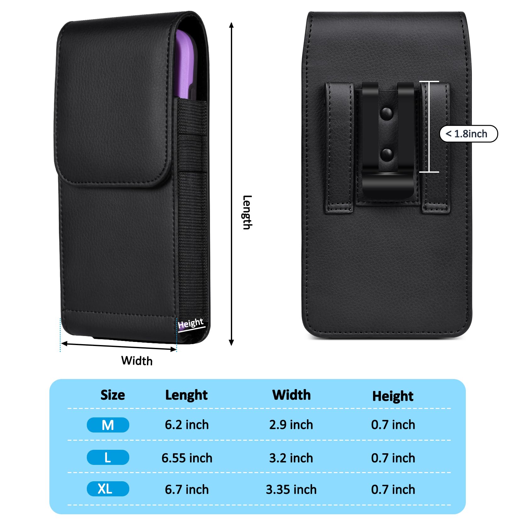 ACCKUO Funda de Piel para teléfono con Clip de Metal Fuerte para cinturón y Cierre magnético Compatible con Samsung Galaxy S25/S24/S23/S22/S21/S20 Ultra, XL, Negro