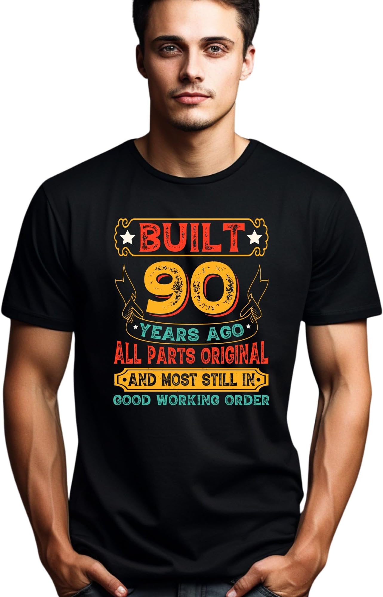 Seek Buy LoveVintage 1990 T-Shirt, Built 90 Years Ago Birthday Tee, Retro Style Unisex Shirt