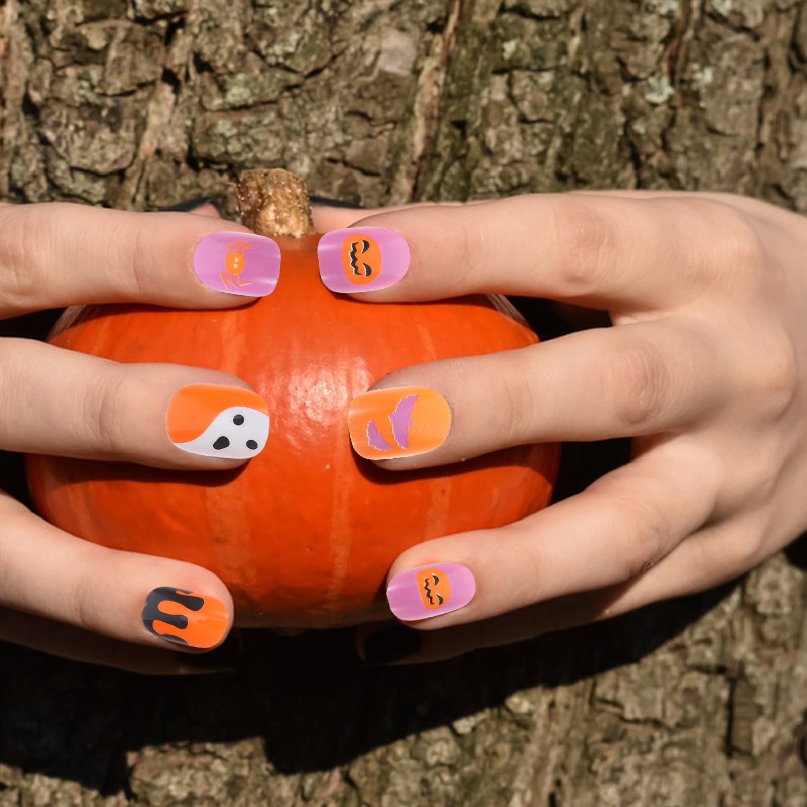 Abaodam 480 Pezzi Unghie Finte per Halloween in Abs per Bambine, Facili da Applicare Stile Press On, Decorazioni Adorabili per Festa e Manicure Stili multipli