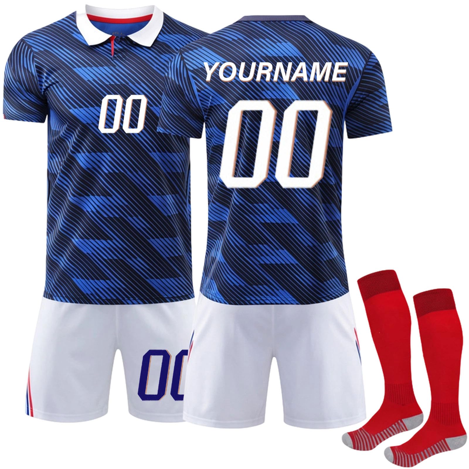 Générique 2026 Maillot De Foot Personnalisé Adulte Et Enfant avec Nom Nombre Domicile/ExtéRieur Complet 3 Pieces T-Shirt Short Et Chaussette Foot, Cadeau Personnalisé pour Supporter