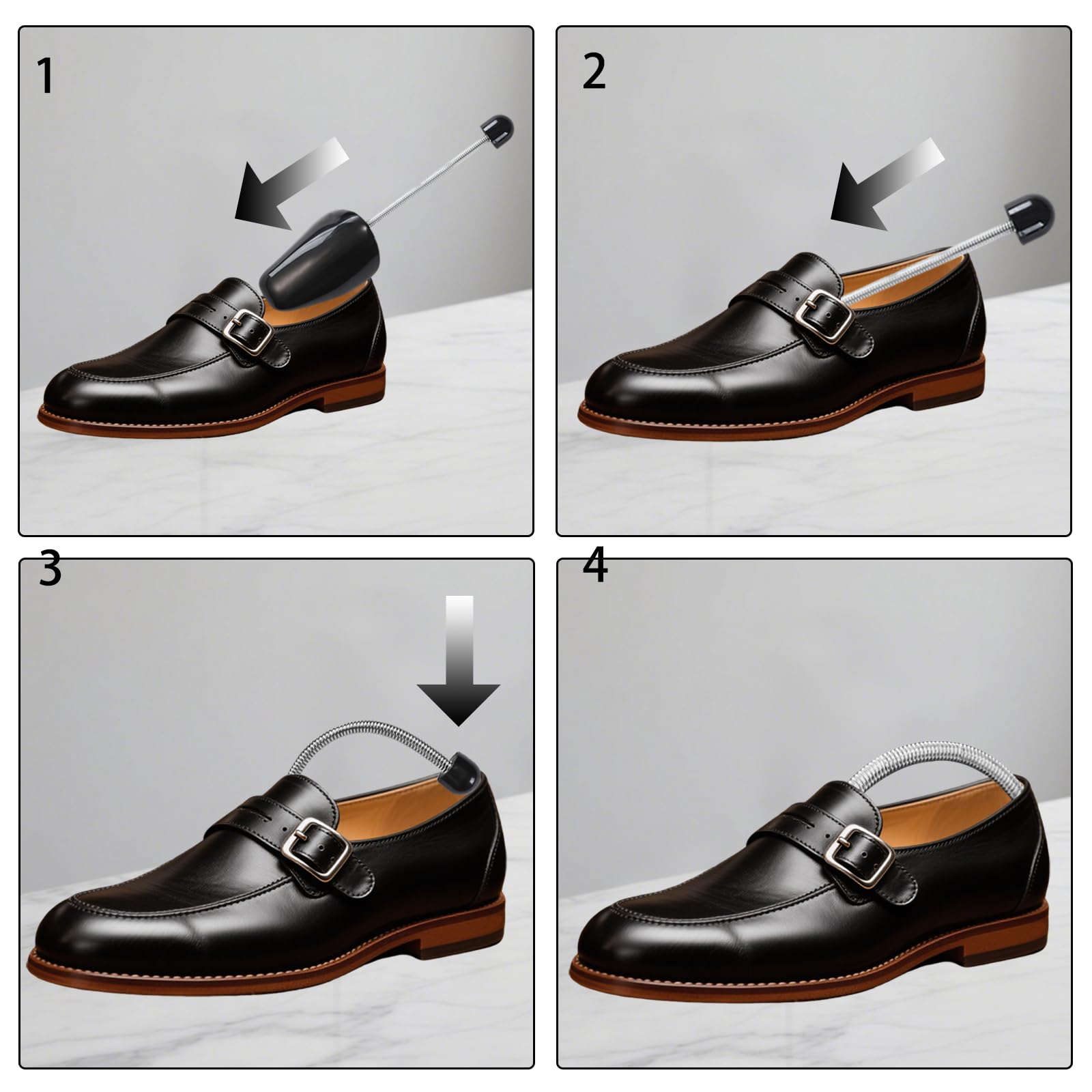 Set de 5 Pares Horma Zapatos Ajustable, Hormas de Plástico, Hormas Zapatos Hombre, Horma Zapatos Eu La Talla 39-47, Adecuado para Zapatos de Cuero y Zapatos Deportivos (Negro, Hombres)