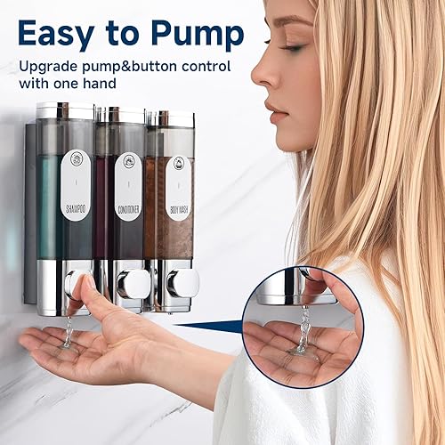 Miniatura 3 de Dispensador de champú y acondicionador, dispensador de champú Lanrritoire para ducha sin taladro montado en la pared, dispensador de champú y gel de