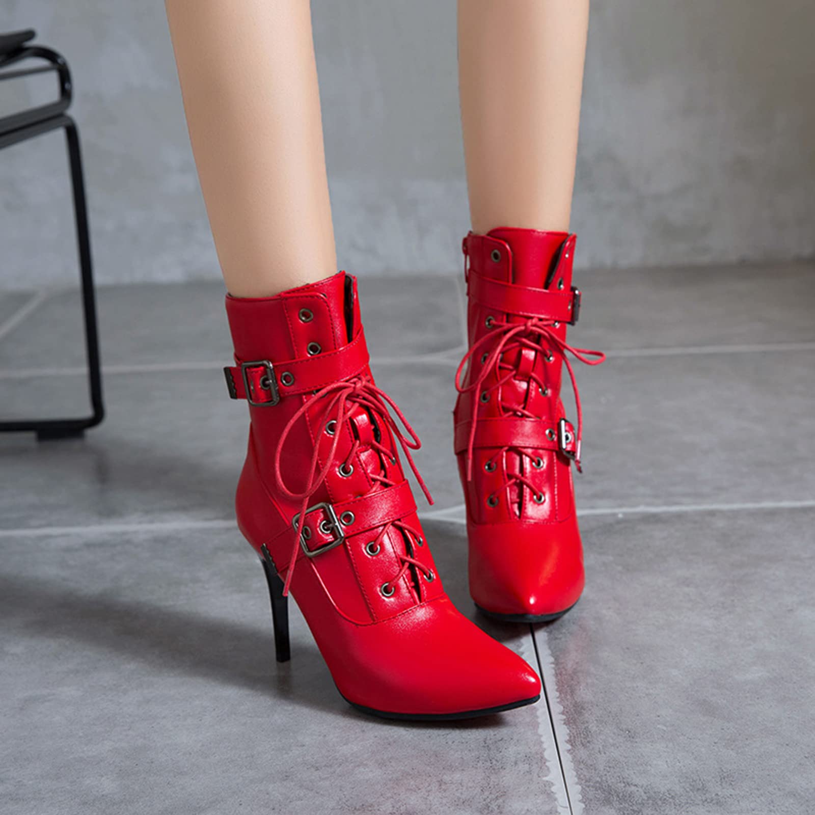 9 CM/3.54IN Mode Bottines Bout Pointu Passerelle Discothèque Stiletto Bottes Sexy Pôle Danse Discothèque Bottines