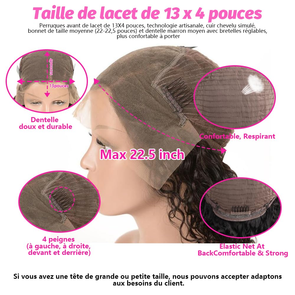 Rebasar Deep Wave 13x4 Lace Front Wigs Human Hair 26 Zoll Menschliches Haar Perücke für Damen 150% Dichte Brazilian Curly Human Hair Wig with Baby Haar Natural Color