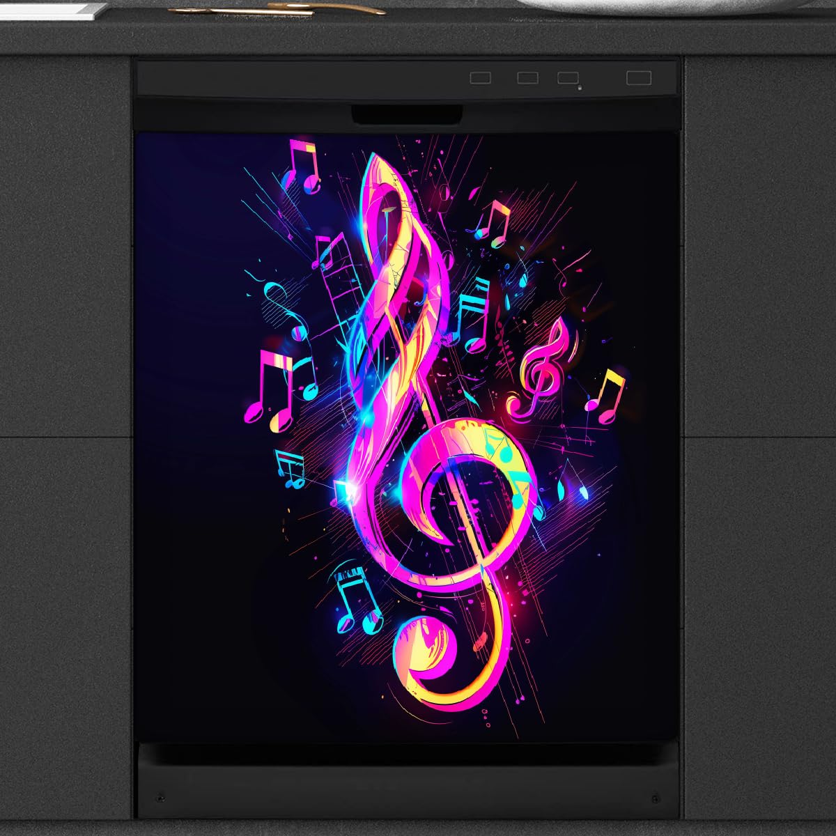 Funda magnética para lavavajillas ambiente musical decoración de cocinas modernas 8