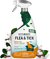 Vet's Best Flea & Tick Home Spray for Dogs - Plant-Based Cotton Spice Scent, Kills Fleas Ticks on Contact, Safe Indoor Home Treatment 32oz Made in USA